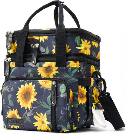 Lunch Bag Women Insulated Lunch Box for Work, Purple Expandable Large Lunch Bags, Leakproof Double Deck Lunch Box Cooler Bag（Purple） - PuriLite