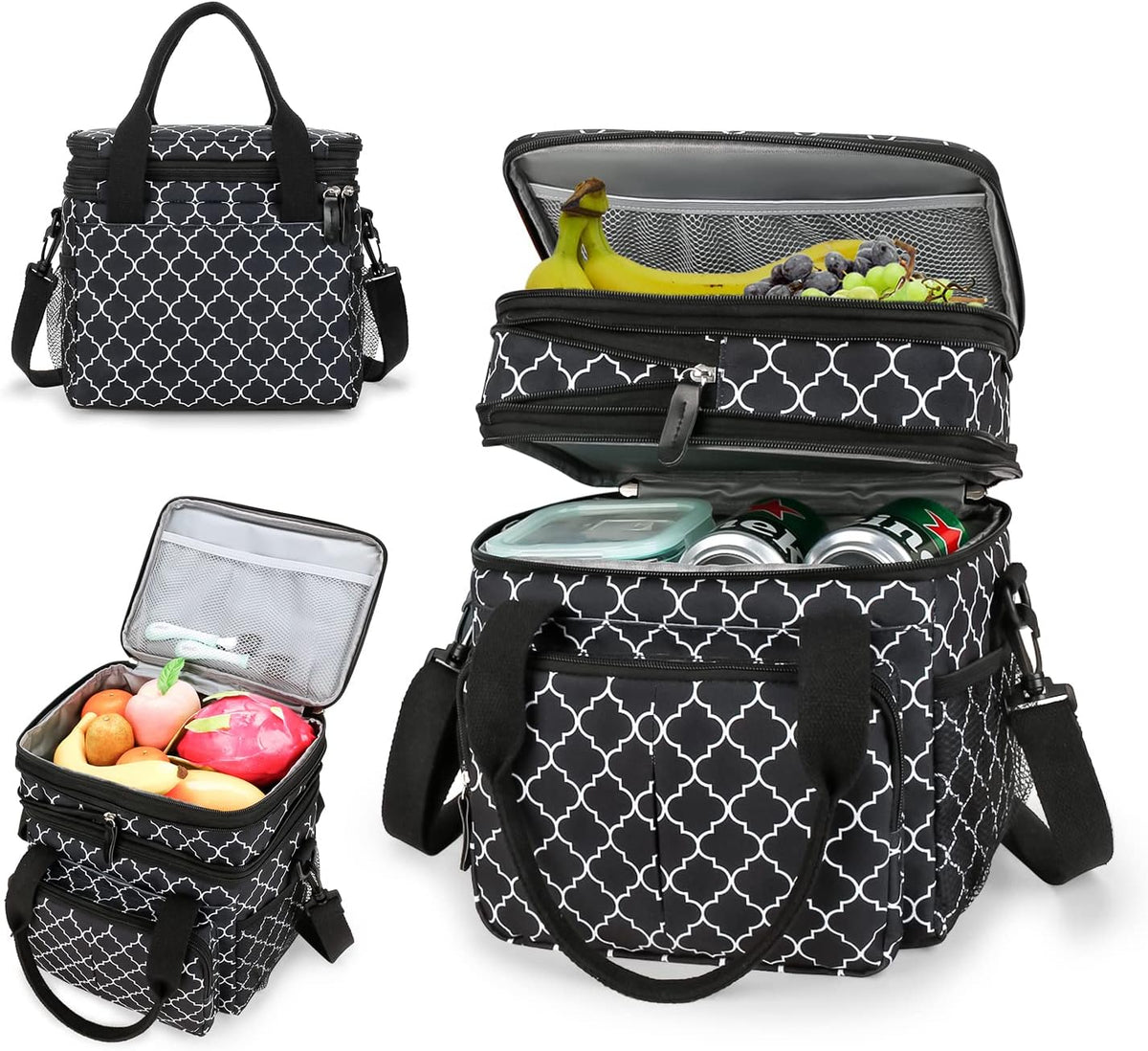 Lunch Bag Women Insulated Lunch Box for Work, Purple Expandable Large Lunch Bags, Leakproof Double Deck Lunch Box Cooler Bag（Purple） - PuriLite