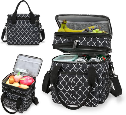 Lunch Bag Women Insulated Lunch Box for Work, Purple Expandable Large Lunch Bags, Leakproof Double Deck Lunch Box Cooler Bag（Purple） - PuriLite