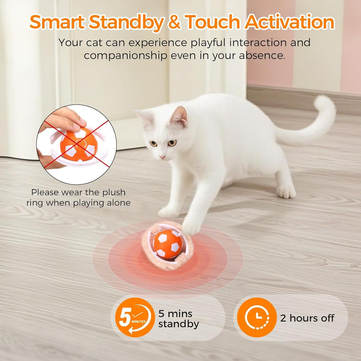 VIWIK Interactive Cat Toys for Indoor Cats, Hide and Seek Mouse Catching Game Cat Ball Toy, Automatic Motion Activated Kitten Toys, Low Noise Fast Rolling Ball in Play Mat for Bored Adult Cats - PuriLite
