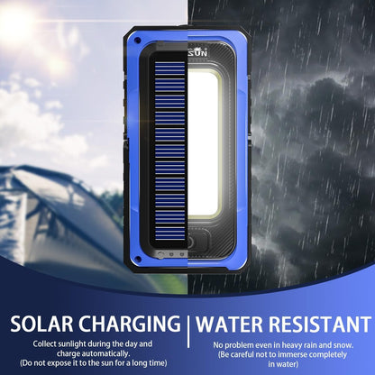 WARSUN Led Work Light Rechargeable, Portable Magnetic Work Light, LED Flood Light Waterproof for Outdoor Camping Hiking Emergency Car Repairing (USB + Solar Charging, Blue) - PuriLite