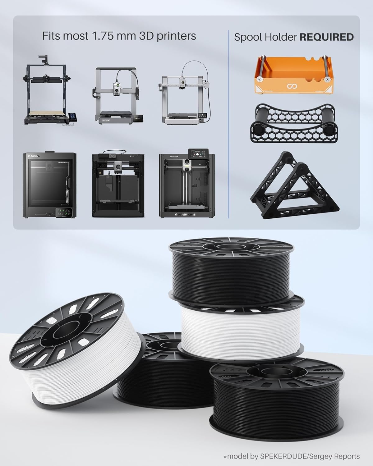 ELEGOO PLA+ Filament 1.75mm Black 4KG, PLA Plus 3D Printer Filament, Dimensional Accuracy +/- 0.02 mm, Tough & High Strength, Fit for Most FDM Printers(1KG/Spool, 2.2 lbs) - PuriLite