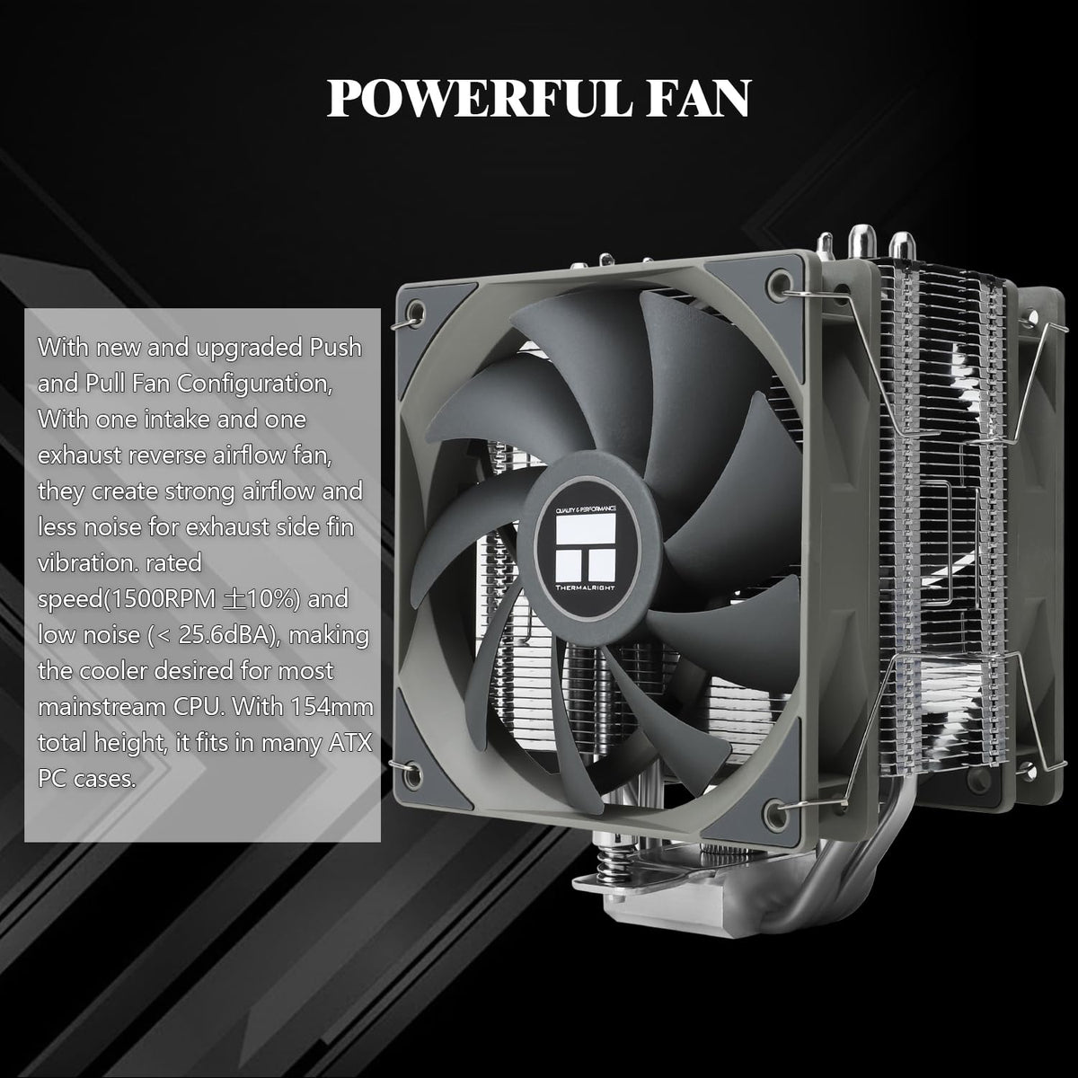 Thermalright Assassin Spirit 120 V2 PLUS CPU Air Cooler,1500RPM Speed,4 Heat Pipes, TL-C12C V2×2 PWM Quiet Fans CPU Cooler With S-FDB Bearing, for AMD AM4 AM5/Intel 1700/1150/1151/1200,17XX PC Cooling - PuriLite