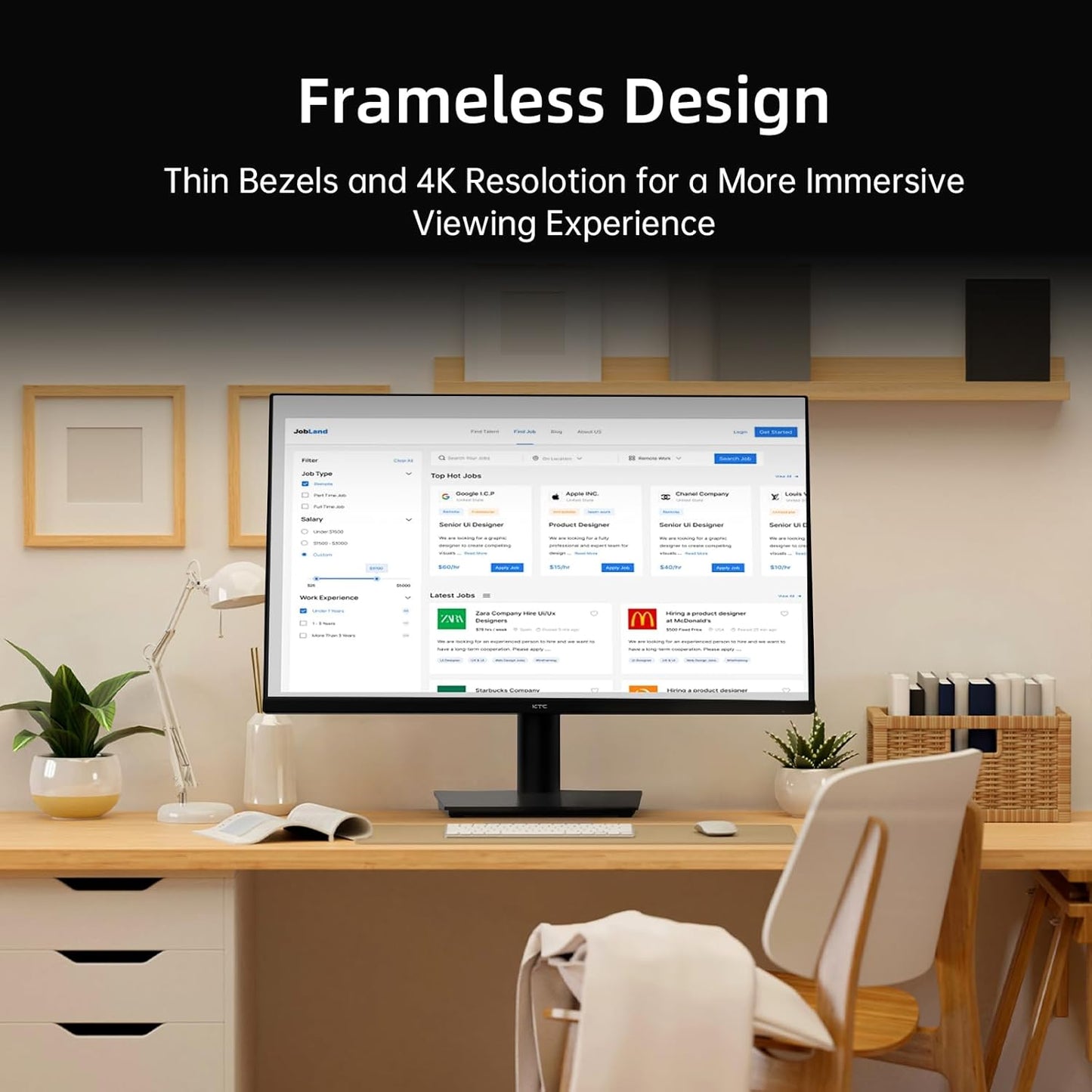 KTC 32 Inch 2K Computer Monitor, IPS 1440p Monitor with Ultra-Thin Bezels, HDR10, Freesync/G-sync, HDMI/DP Ports, Tilt Adjustable, Eyecare, Ideal for Business, Office, and Casual Gaming - PuriLite