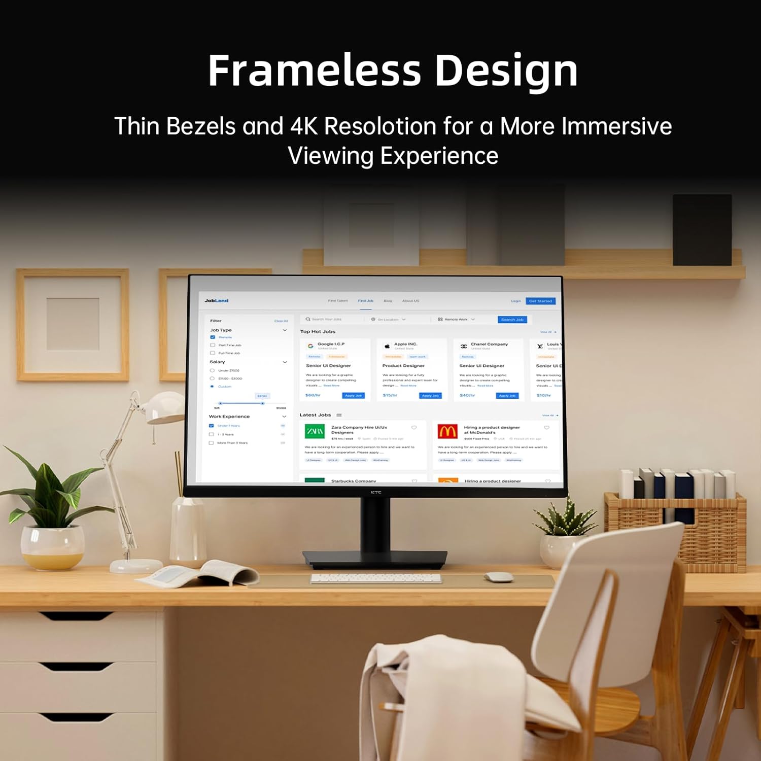 KTC 32 Inch 2K Computer Monitor, IPS 1440p Monitor with Ultra-Thin Bezels, HDR10, Freesync/G-sync, HDMI/DP Ports, Tilt Adjustable, Eyecare, Ideal for Business, Office, and Casual Gaming - PuriLite