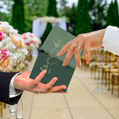 LSSH GmbH Vow Books - His and Hers Wedding Essentials, 28 Pages, 5.5" X 4" (Dark Green & Sage) - PuriLite