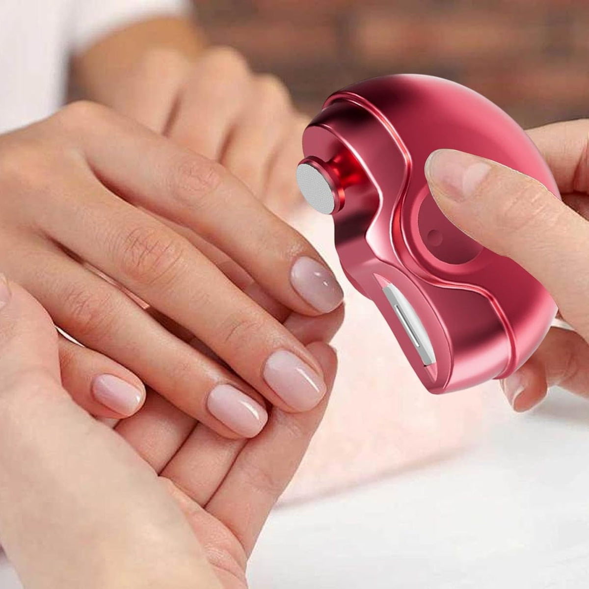 Huvqianu Professional Electric Nail Clippers, Cordless, Rechargeable, Safe for Seniors & Kids, Modern Style, Red, ABS Material - PuriLite