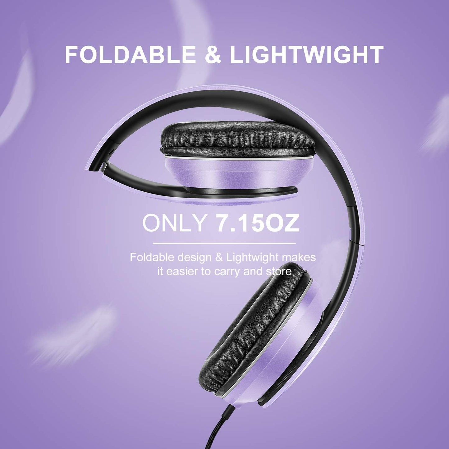 LORELEI X6 Over-Ear Headphones With Microphone, Lightweight Foldable & Portable Stereo Bass With 1.45M No-Tangle Wired for Smartphone Tablet MP3/4 (Black-Gold) - PuriLite