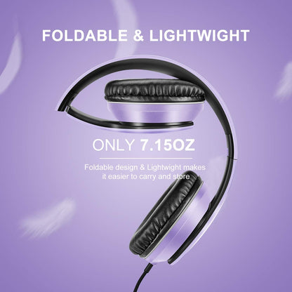 LORELEI X6 Over-Ear Headphones With Microphone, Lightweight Foldable & Portable Stereo Bass With 1.45M No-Tangle Wired for Smartphone Tablet MP3/4 (Black-Gold) - PuriLite
