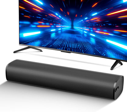 MZEIBO 50W Mini TV Sound Bar, Bluetooth Sound Bar with ARC/Optical/AUX, Compact Surround Sound System for Smart TVs, PCs, Projectors & Gaming - PuriLite