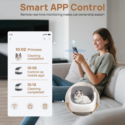 Open-Top Self Cleaning Litter Box, Automatic Litter Box for Multiple Cats, Smart APP Control, Dual Safety Protection - PuriLite