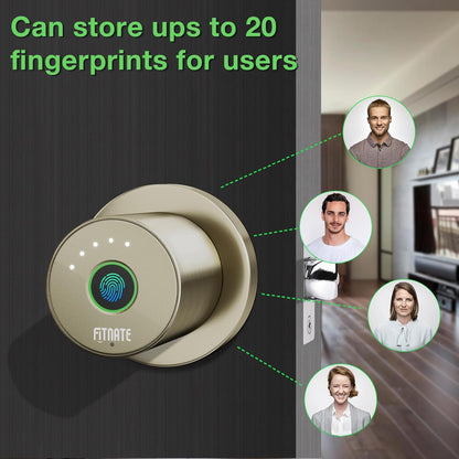 FITNATE Fingerprint Door Knob, Smart Biometric Door Lock with App Control, Keyless Entry Door Knob with Bluetooth Digital Code, Touch to Open Knob for Bedroom,Home,Hotel,Office, Black - PuriLite