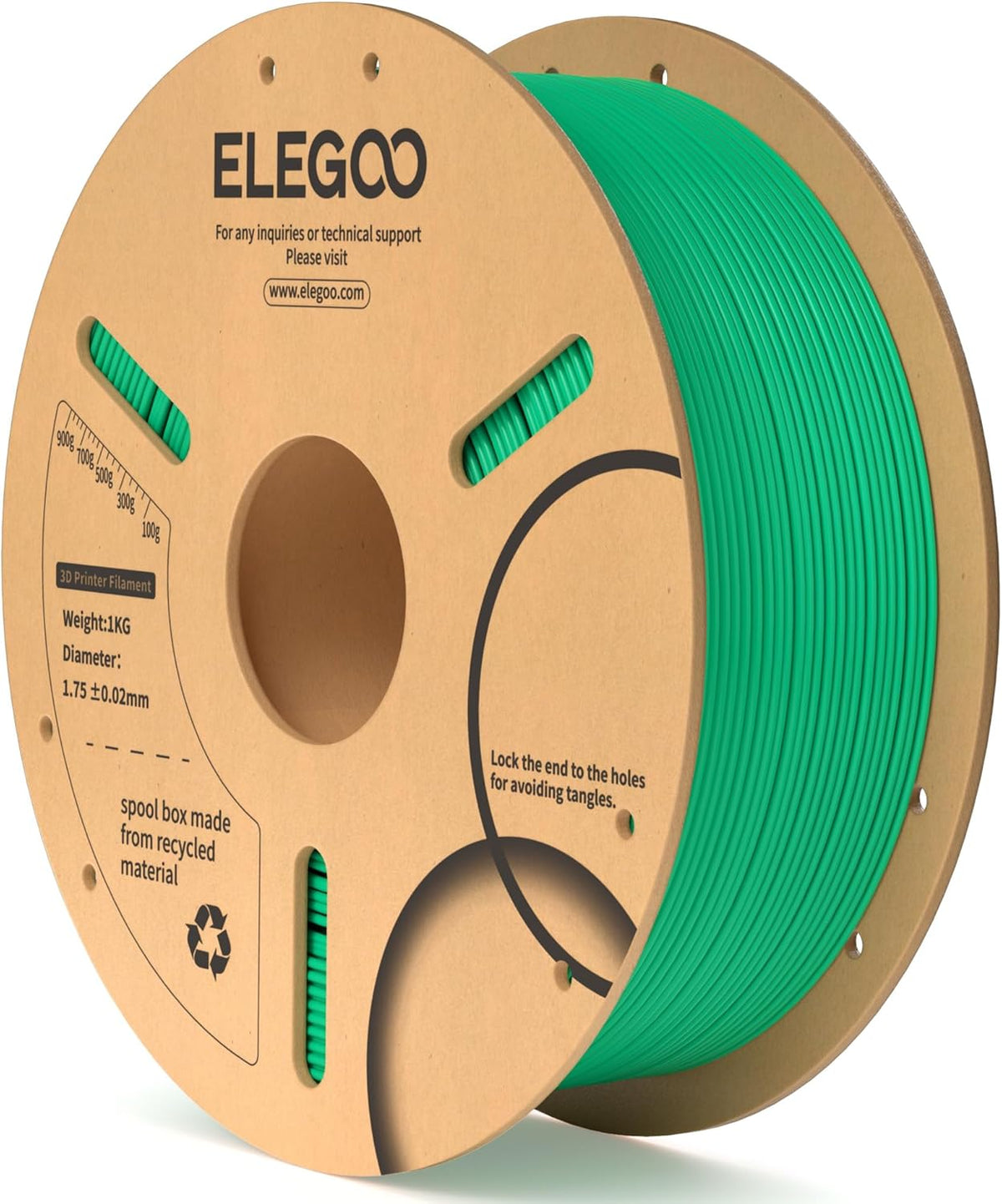 ELEGOO PLA Filament 1.75mm Black 1KG,3D Printer Filament Dimensional Accuracy +/- 0.02mm,1kg Cardboard Spool(2.2lbs) 3D Printing Filament Fits for Most FDM 3D Printers - PuriLite