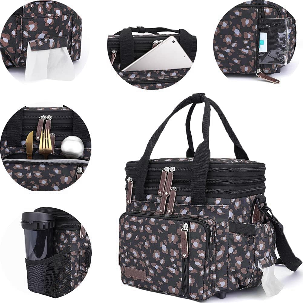 Lunch Bag Women Insulated Lunch Box for Work, Purple Expandable Large Lunch Bags, Leakproof Double Deck Lunch Box Cooler Bag（Purple） - PuriLite