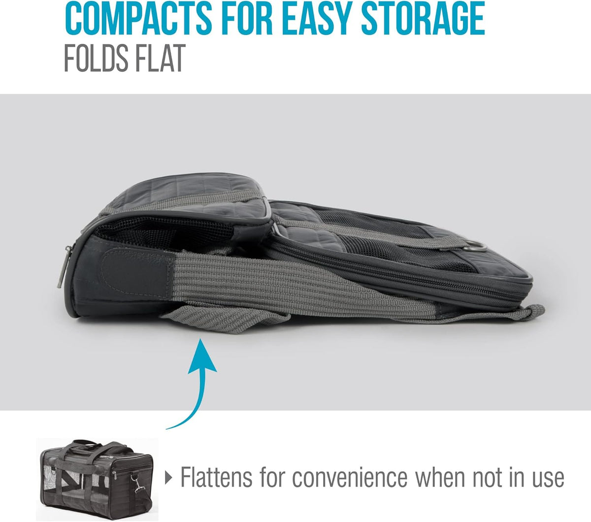 Sherpa Original Deluxe Travel Bag Pet Carrier, Airline Approved & Guaranteed-On-Board - Mesh Panels & Spring Frame, Locking Safety Zippers, Machine Washable Liner - Charcoal Gray, Medium - PuriLite