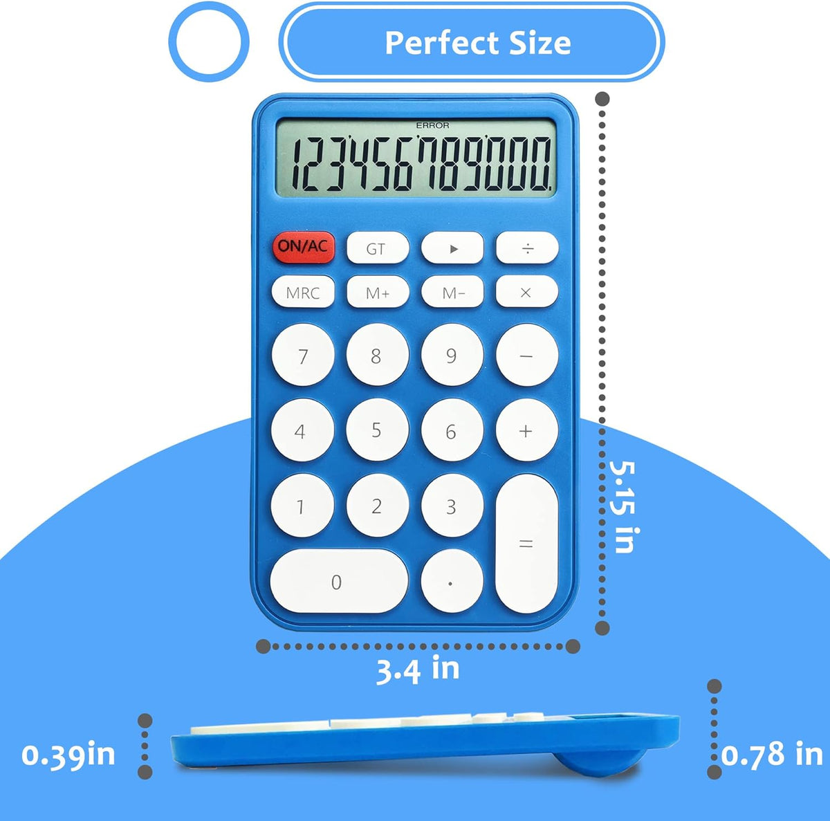 VEWINGL Mechanical Switch Calculator, 12 Digit Large LCD Display and Buttons, Great for Everyday Life and Basic Office Work, with Battery - PuriLite