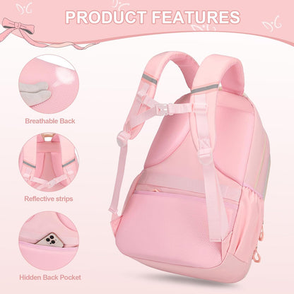 DIGOBAY Backpack for Girls, 3PCS Girls Backpack with Lunch Bag Pencil Case, Kids Backpack for Kindergarten Elementary School - PuriLite