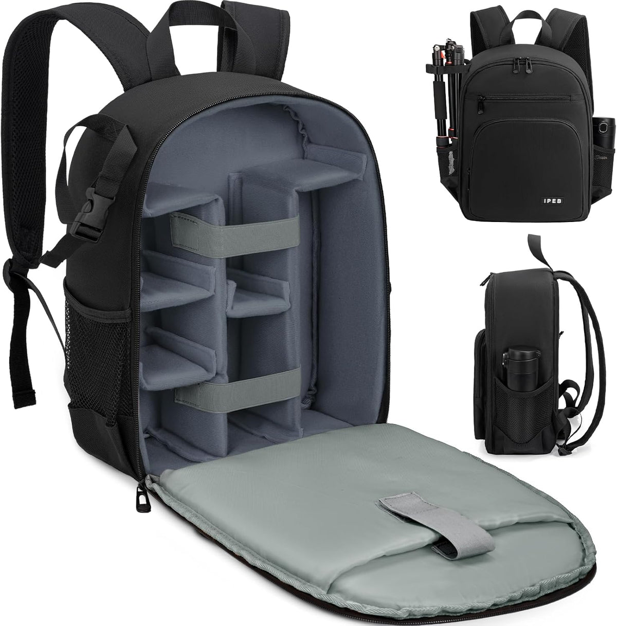 IPEB Camera Backpack Bag with Tripod Holder Water Resistant Camera Cases Photography Backpack Anti-Theft for DSLR Camera - PuriLite