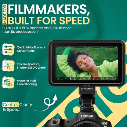 Atomos Shinobi II 5.2" HDMI HDR Monitor – 1500-nit Bright Touchscreen, 4K HDMI Input, AtomHDR, USB-C Power & Camera Control - PuriLite