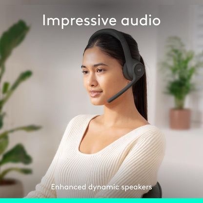 Logitech Zone 301 Wireless Bluetooth Headset with Noise-Canceling Microphone, Compatible with Windows, Mac, Chrome, Linux, iOS, iPadOS, Android – Graphite - PuriLite