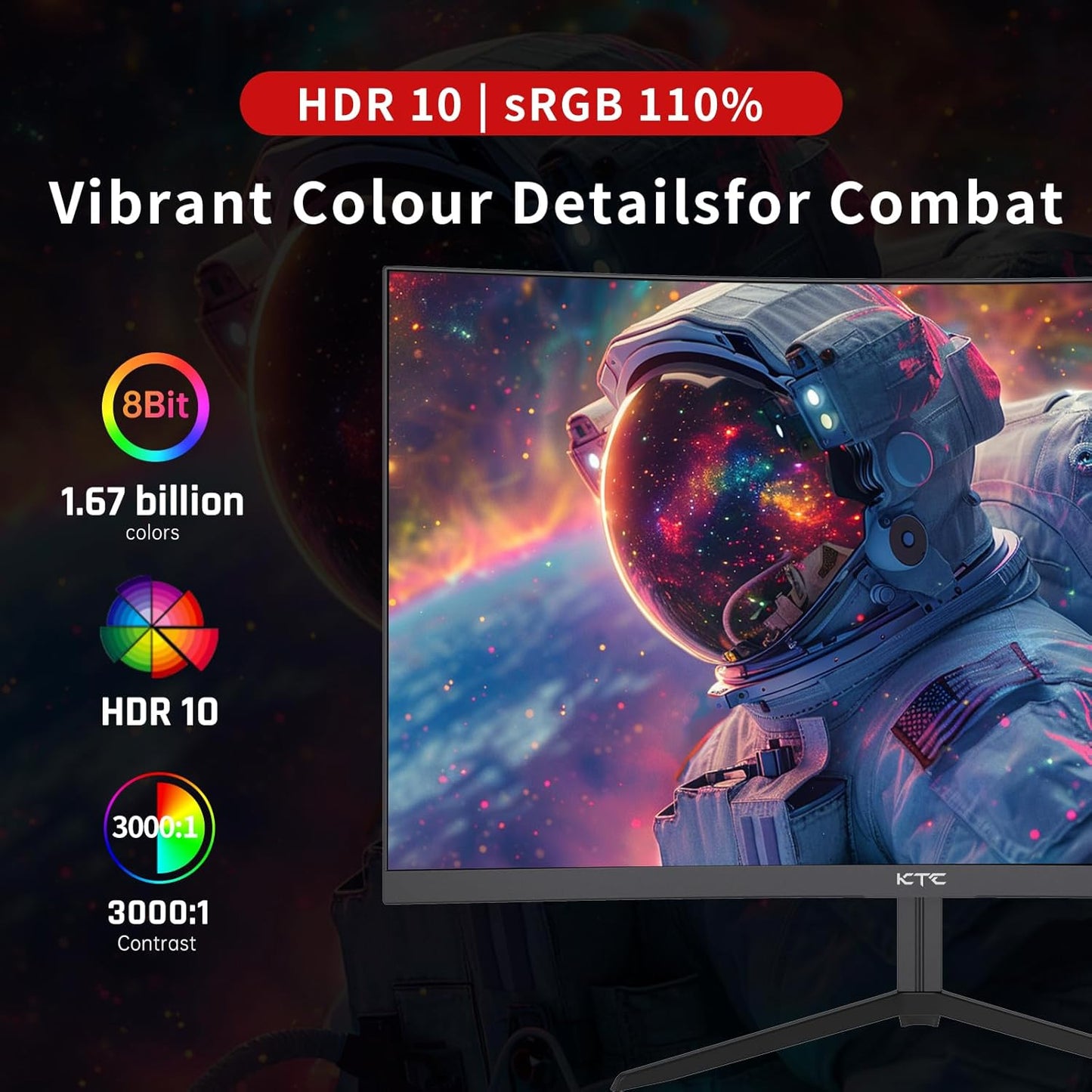KTC 32 Inch 2K Computer Monitor, IPS 1440p Monitor with Ultra-Thin Bezels, HDR10, Freesync/G-sync, HDMI/DP Ports, Tilt Adjustable, Eyecare, Ideal for Business, Office, and Casual Gaming - PuriLite