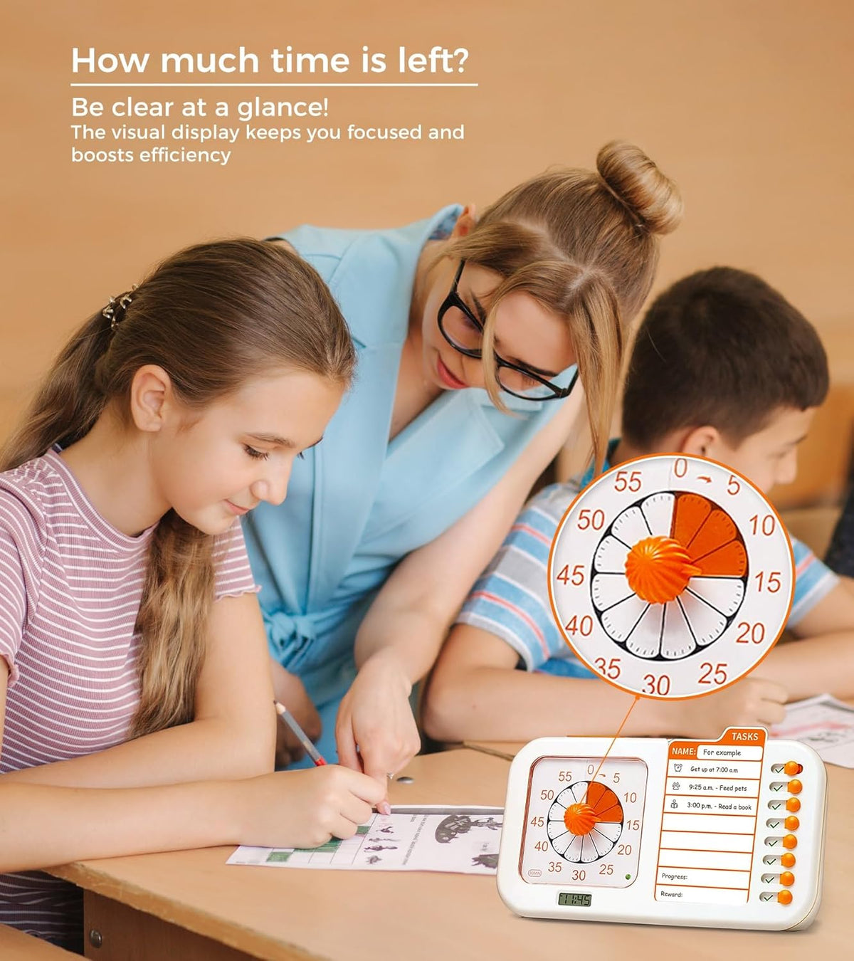 3-in-1 Visual Timer with Planning Board | 60 Minute Countdown Timer and Task Checklist