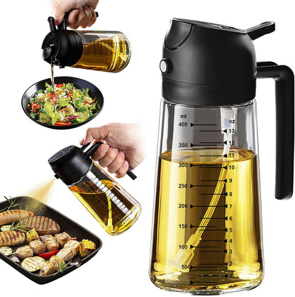 Purilite Select 470ml Glass Oil Sprayer &amp; Dispenser Bottle – 2-in-1 Flip Top - PuriLite
