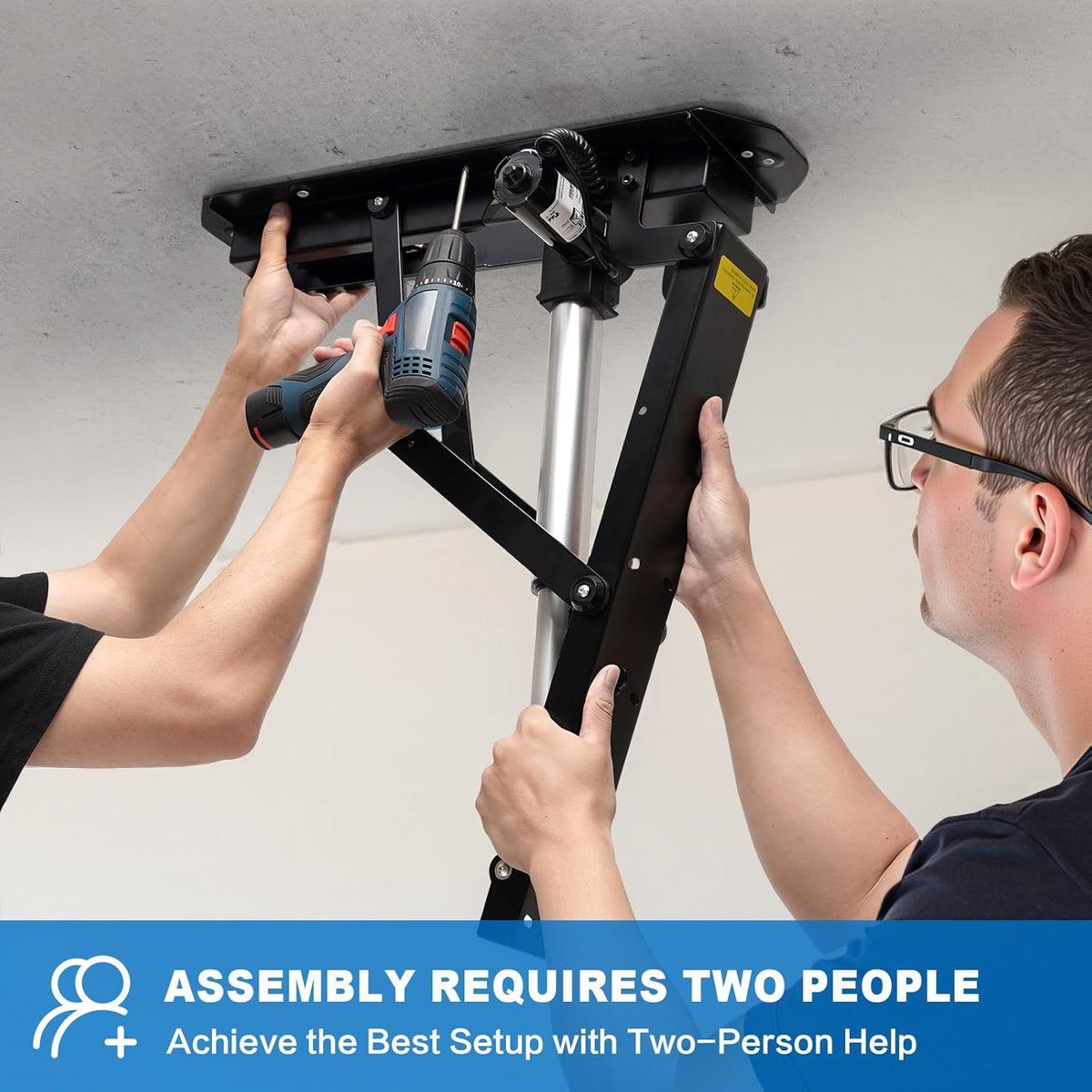 TOPSKY Electric Adjustable Ceiling TV Mount with Remote, Motorized Flip Down Pitched Roof TV Mount for 32 to 70 Inch Flat and Curved Screen TVs (Black) - PuriLite