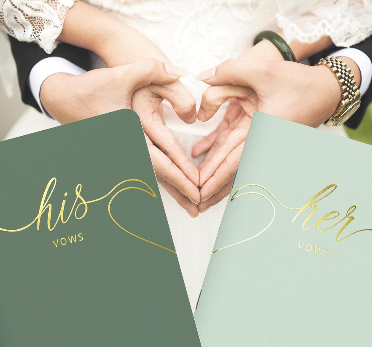 LSSH GmbH Vow Books - His and Hers Wedding Essentials, 28 Pages, 5.5" X 4" (Dark Green & Sage) - PuriLite