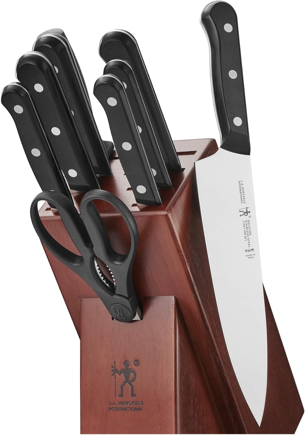 HENCKELS Solution Razor-Sharp 16-pc Self Sharpening Knife Block Set, Chef Knife, Bread Knife, Steak Knife, German Engineered Informed by 100+ Years of Mastery - PuriLite