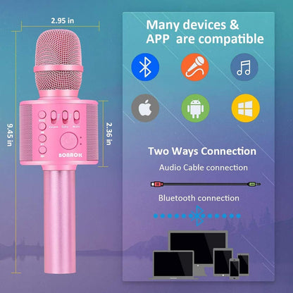 BONAOK Wireless Bluetooth Karaoke Microphone,3-in-1 Portable Instrument Wireless Microphone Mic Speaker Machine Home Party Birthday for All Smartphones（Black） - PuriLite