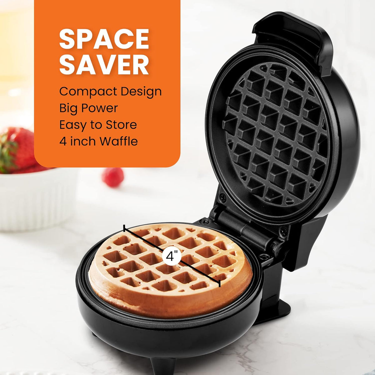 Elite Gourmet EWM015M Electric Nonstick Mini Waffle Maker, Belgian Waffles, Compact Design, Hash Browns, Keto, Snacks, Sandwich, Eggs, Easy to Clean, Mint - PuriLite