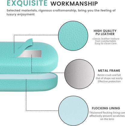 molshine Hard Shell Leather Sunglasses Case,Classic Large Glasses Case for Women Men,Sunglass Eyeglasses - PuriLite