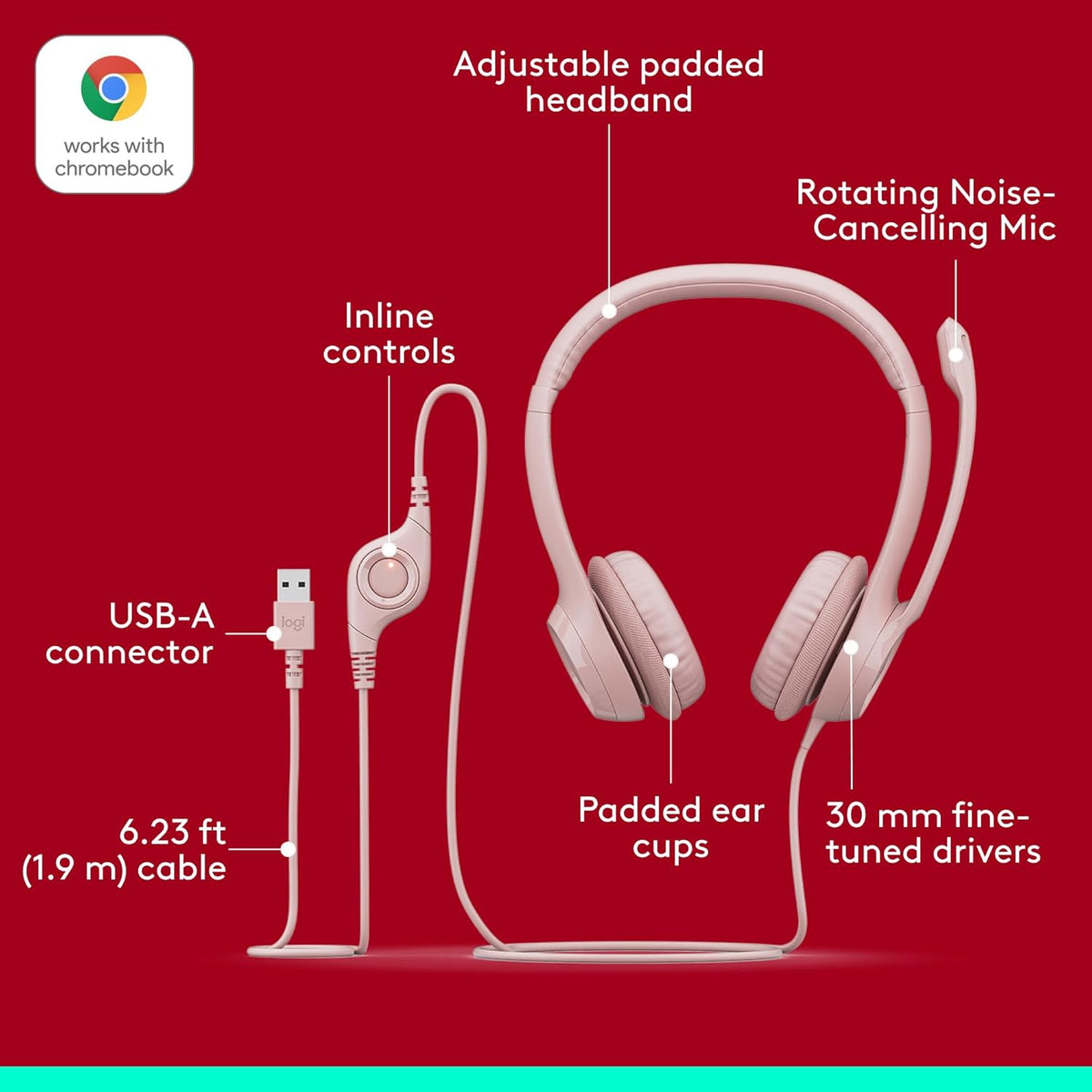 Logitech Zone 301 Wireless Bluetooth Headset with Noise-Canceling Microphone, Compatible with Windows, Mac, Chrome, Linux, iOS, iPadOS, Android – Graphite - PuriLite