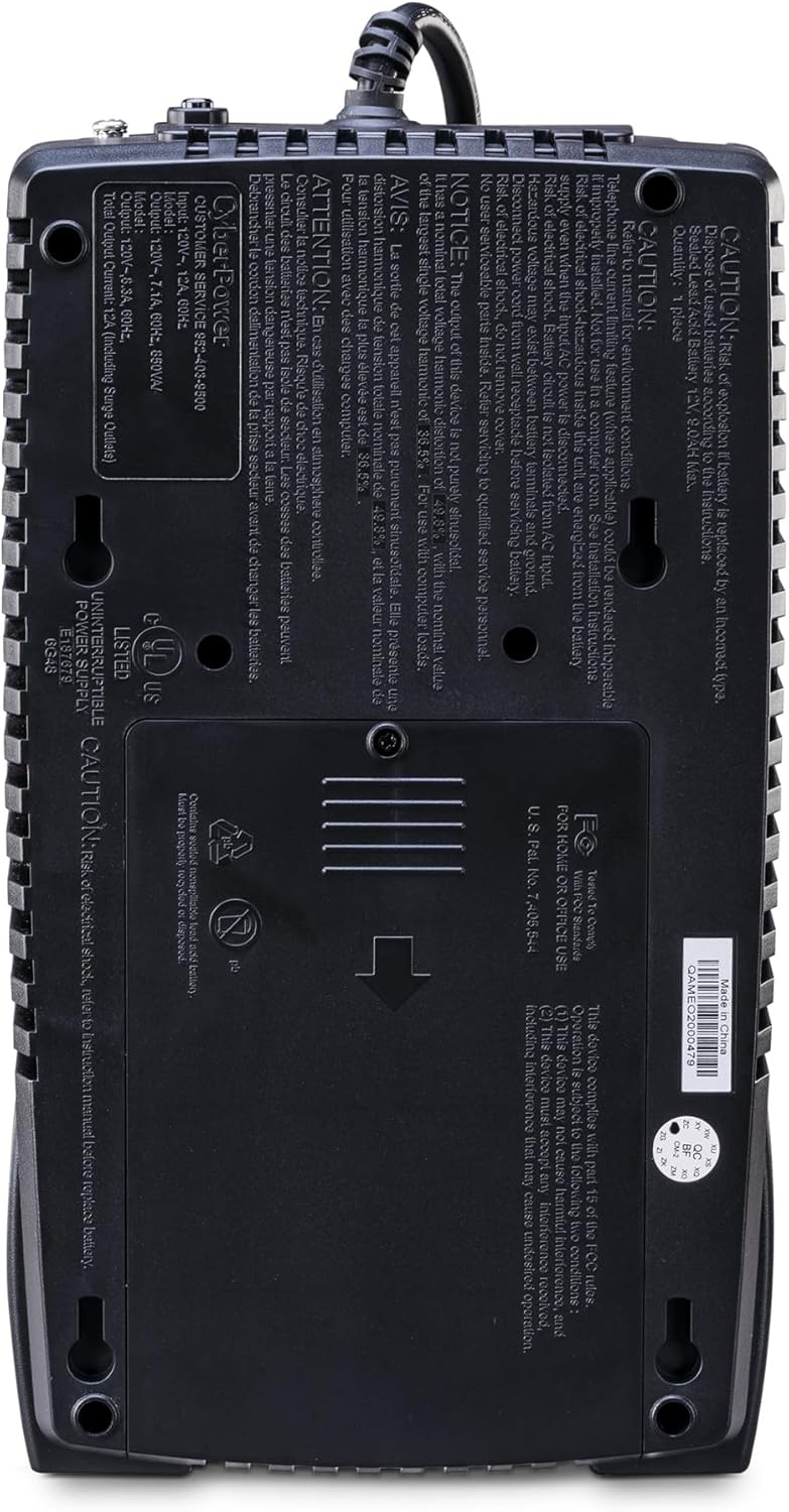 CyberPower EC850LCD Ecologic Battery Backup & Surge Protector UPS System, 850VA/510W, 12 Outlets, ECO Mode, Compact, Uninterruptible Power Supply - PuriLite