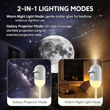 2-in-1 HD Galaxy 5D Holographic Night Light Projector,360°USB Plug and Play