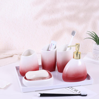 White Bathroom Accessories Set,Modern Countertop Bathroom Decor,Luxury 6 Piece Bathroom Accessory Set,Complete with Soap Dispenser,Toothbrush Holder,Tumbler,Tray - PuriLite
