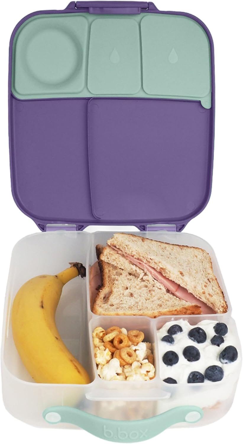 b.box 5-Compartment bento Style Lunch Box for Kids, Toddlers, Childrens, BPA-Free Food Storage Container with Cooler Pack, ON-The-GO Food Box with Handles Included Custom Divider, Lemon Twist - PuriLite