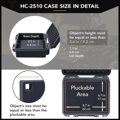 Lykus HC-2710 Portable Waterproof Hard Case with Foam, Camera Case with Customizable Fit Foam,Fit use of Drones,Camera, Equipments, Interior Size 27x16x8 cm - PuriLite