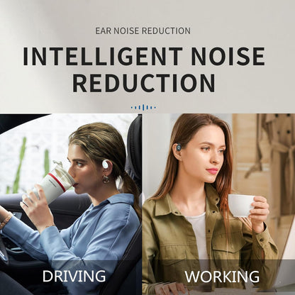 Sunffice Open Ear Bluetooth 5.3 Earpiece,Single-Ear Headset Hands-Free Earphones with Earhook,Noise-Cancellation Stereo Sound Sports Earbud for Office Driving Calling Compatible Android/iPhone(Black) - PuriLite