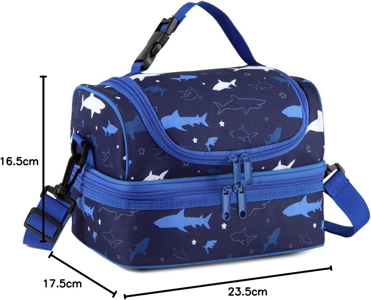 VASCHY Lunch Box Bag Men, Insulated Two Compartments Bento Cooler Bags for Adults/Women/Kids for School,Daycare,Kindergarten,Picnic Black - PuriLite