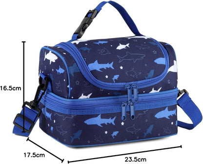 VASCHY Lunch Box Bag Men, Insulated Two Compartments Bento Cooler Bags for Adults/Women/Kids for School,Daycare,Kindergarten,Picnic Black - PuriLite
