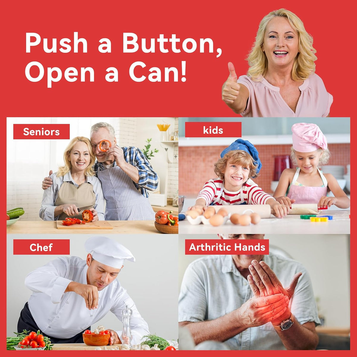 Osnil Rechargeable Electric can Opener for Seniors, Arthritis and Mum Automatic Open Any Size can with Smooth Edge Food-Safe with Rechargeable Battery and USB Cable - PuriLite
