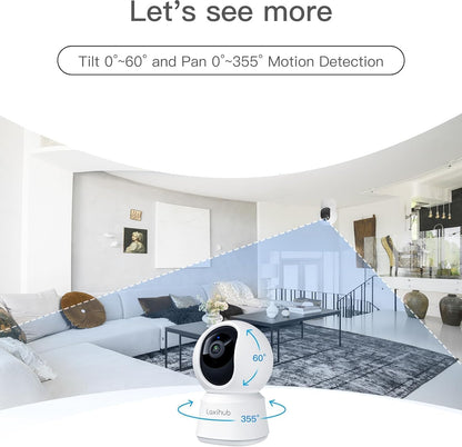 360° View 2K Pet Camera with Phone App, Indoor Security Camera, P2T Baby Monitor, Pan/Tilt, Motion & Sound Detection, Night Vision,Two-Way Audio, Works with Alexa - PuriLite