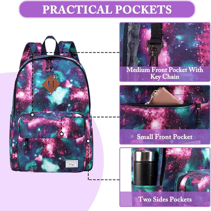 School Backpack, Kasqo 15.6 Inch Classic Lightweight Water-Resistant Backpack for Men Women Teens Girls Boys Kids to School, College, Travel, Work, Black - PuriLite