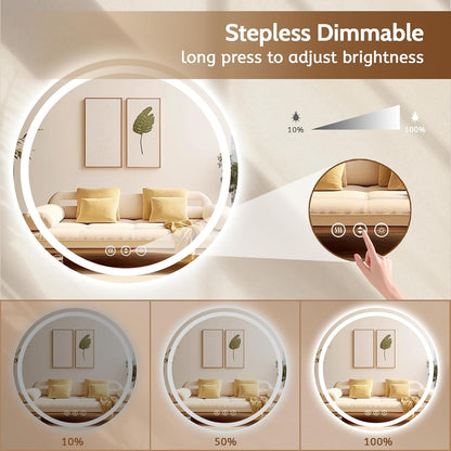 Lmsedf 24" x 32"Rectangle LED Bathroom Mirror with Lights, Backlit & Front Lighted, Wall-Mounted Vanity Mirror 3000K/4000K/6000K, Memory Functions, Anti-Fog, Dimmable Smart Mirror - PuriLite
