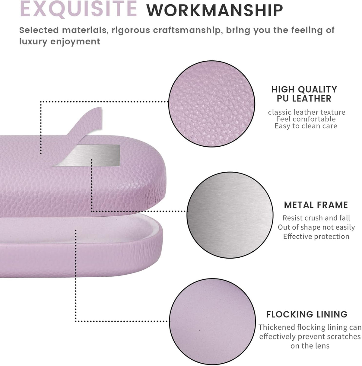 molshine Hard Shell Leather Sunglasses Case,Classic Large Glasses Case for Women Men,Sunglass Eyeglasses - PuriLite