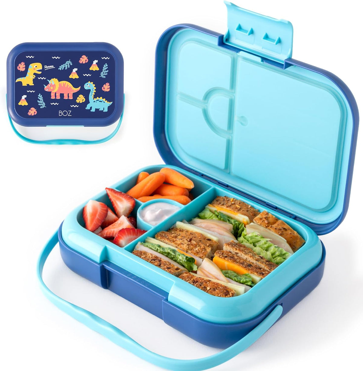 BOZ Kids Bento Lunch Box - 4 Compartment Kids Lunch Containers for Ages 3 to 7 - Leak Proof, Dishwasher Safe - PuriLite
