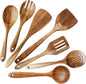 Wooden Spoons for Cooking, ADLORYEA Wood Kitchen Utensils Set, Natural Teak Wooden Cooking Utensils set for Nonstick Cookware, 7-Piece Sturdy Eco-friendly and Healthy Wooden Spatula for Cooking - PuriLite