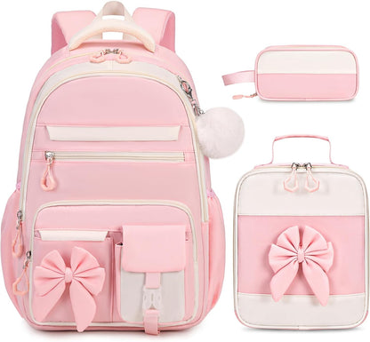 DIGOBAY Backpack for Girls, 3PCS Girls Backpack with Lunch Bag Pencil Case, Kids Backpack for Kindergarten Elementary School - PuriLite